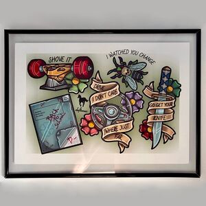 Deftones Tattoo Flash Art Framed Wall Decor